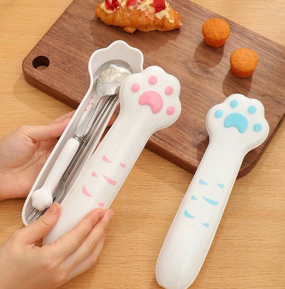 可愛貓肉球餐具套組