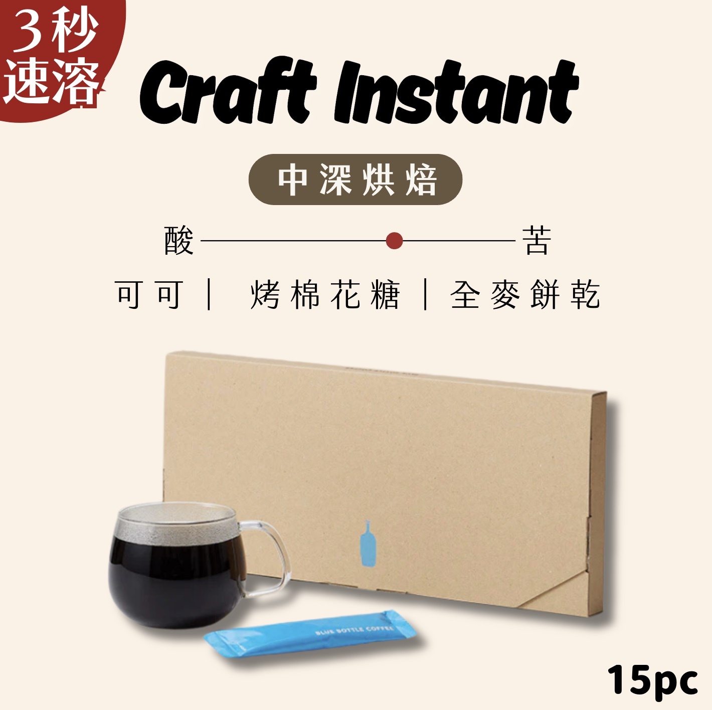 【24H出貨】𝗕𝗹𝘂𝗲 𝗕𝗼𝘁𝘁𝗹𝗲 藍瓶速溶咖啡粉盒裝15入