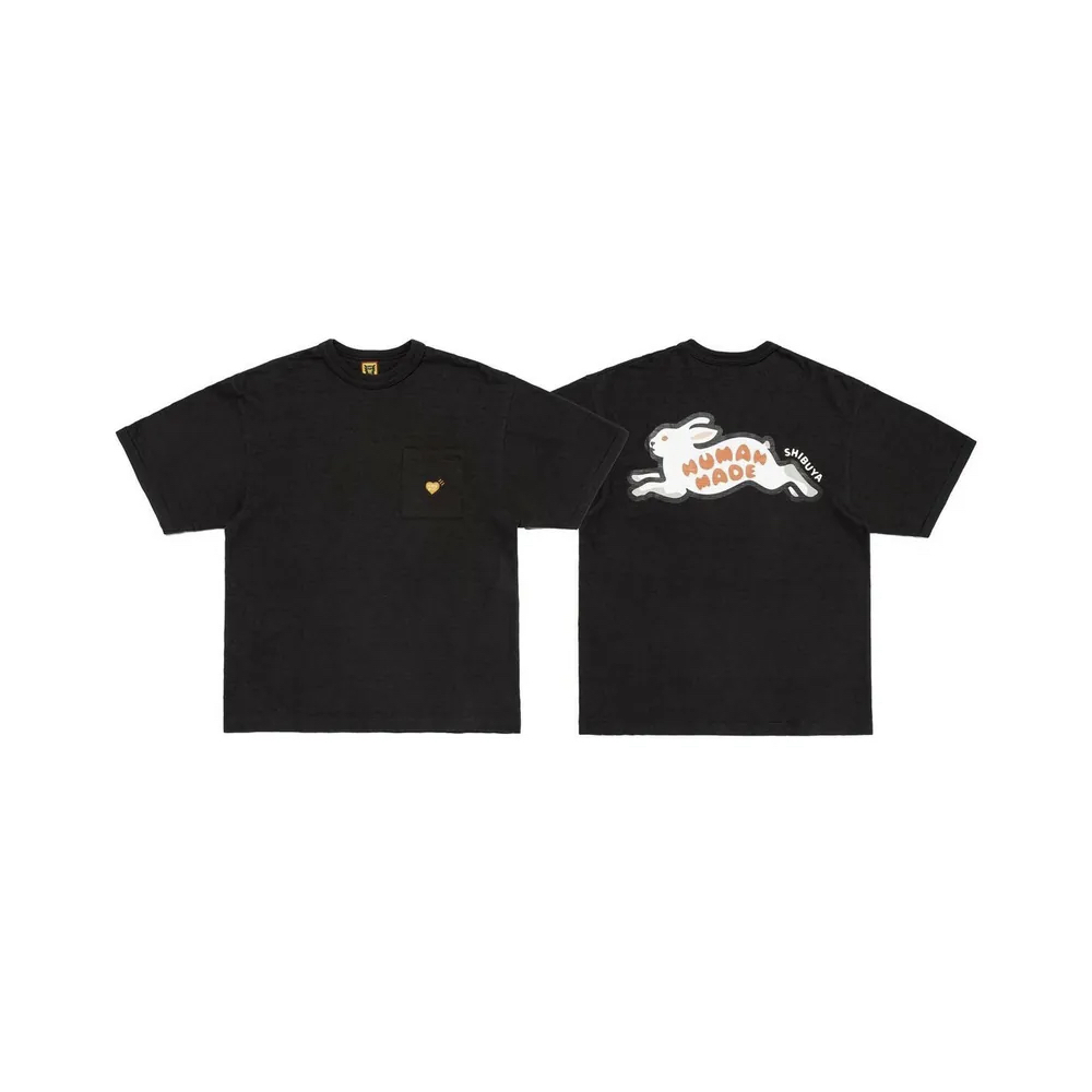 Human Made Pocket Tee 橘色愛心 兔子 黑色 HM26CS055
