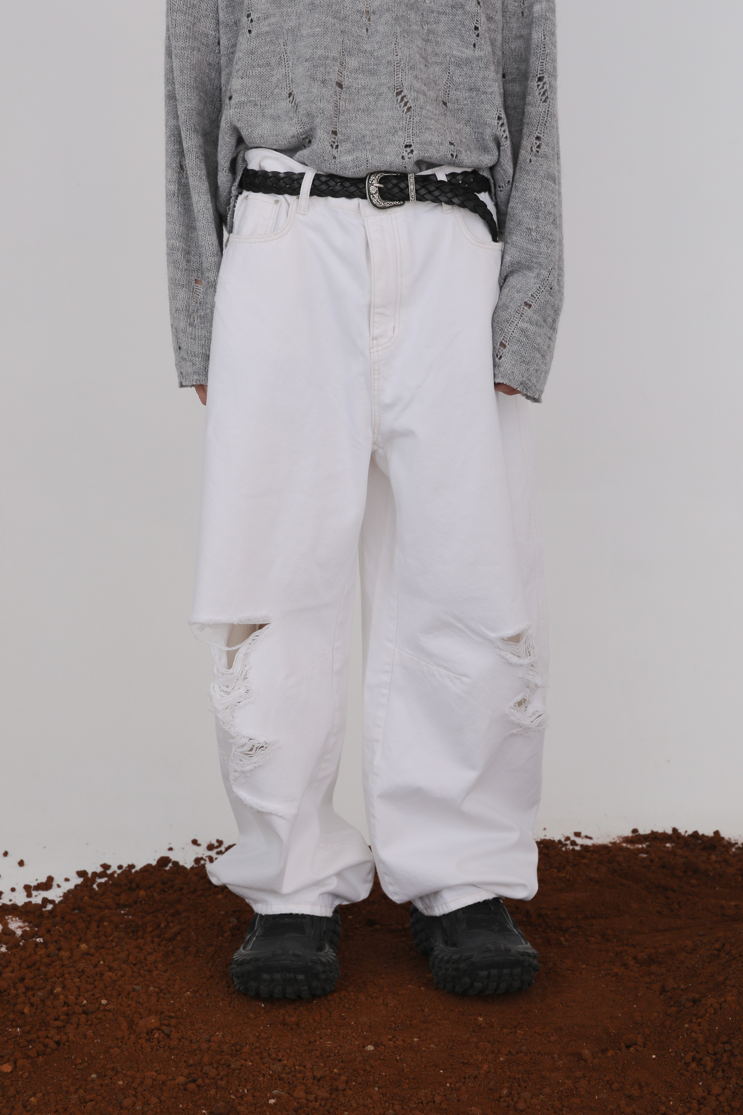 Destroyed White Wide  Jeans #單寧褲