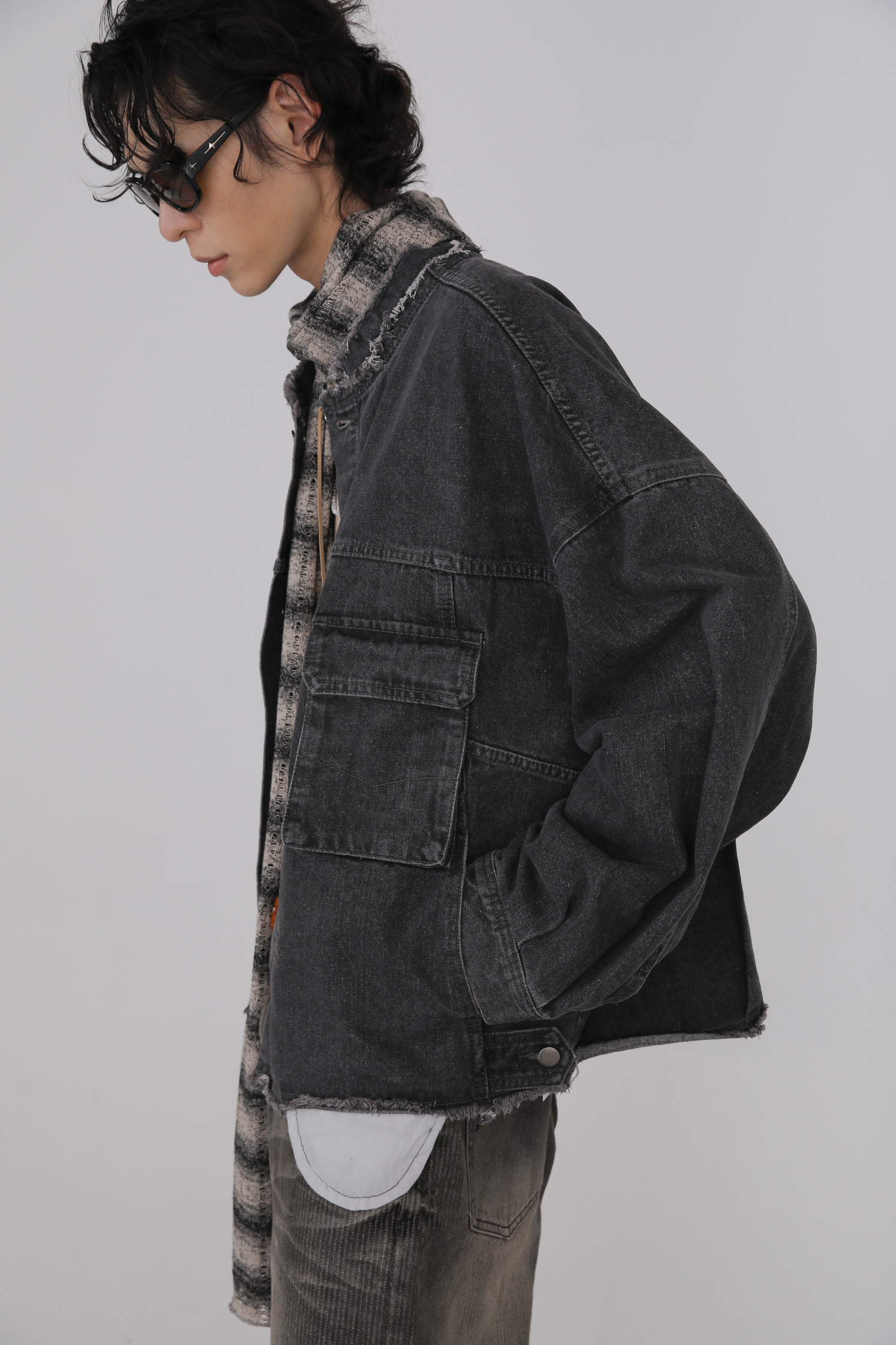 Henley Neck Denim Jacket #牛仔外套