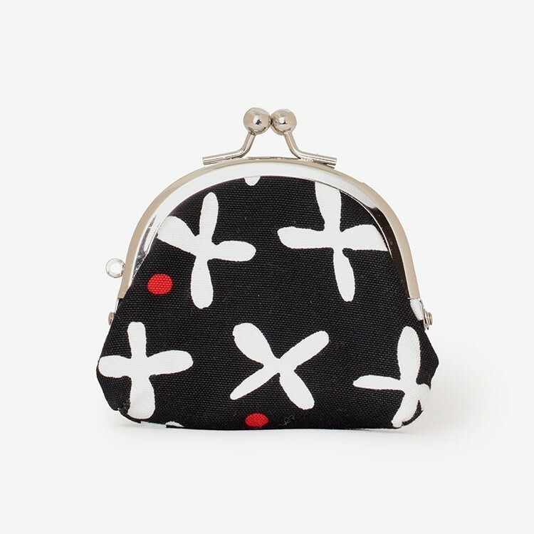 SOU・SOU 12號帆布 軟 口金包（小）/蘿蔔草 小 黑色