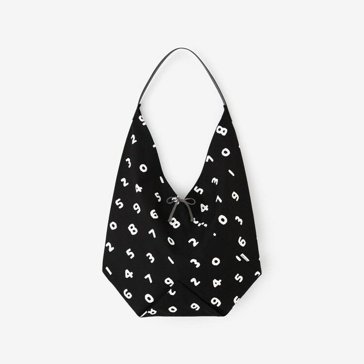 SOU・SOU 一切袋 穩 單肩包 /十數 黑色×白色