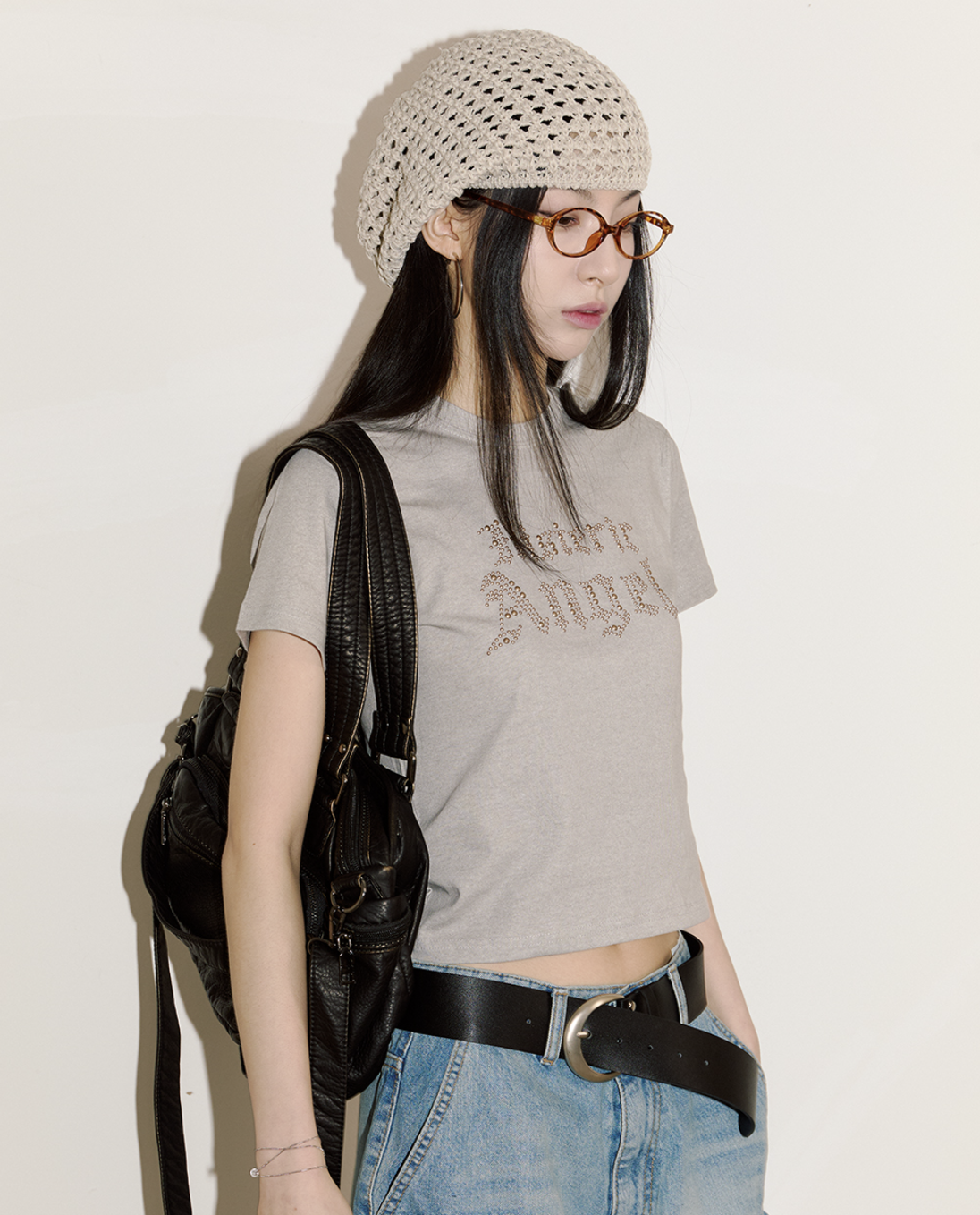 Raucohouse 簍空粗針織畫家帽 包頭帽