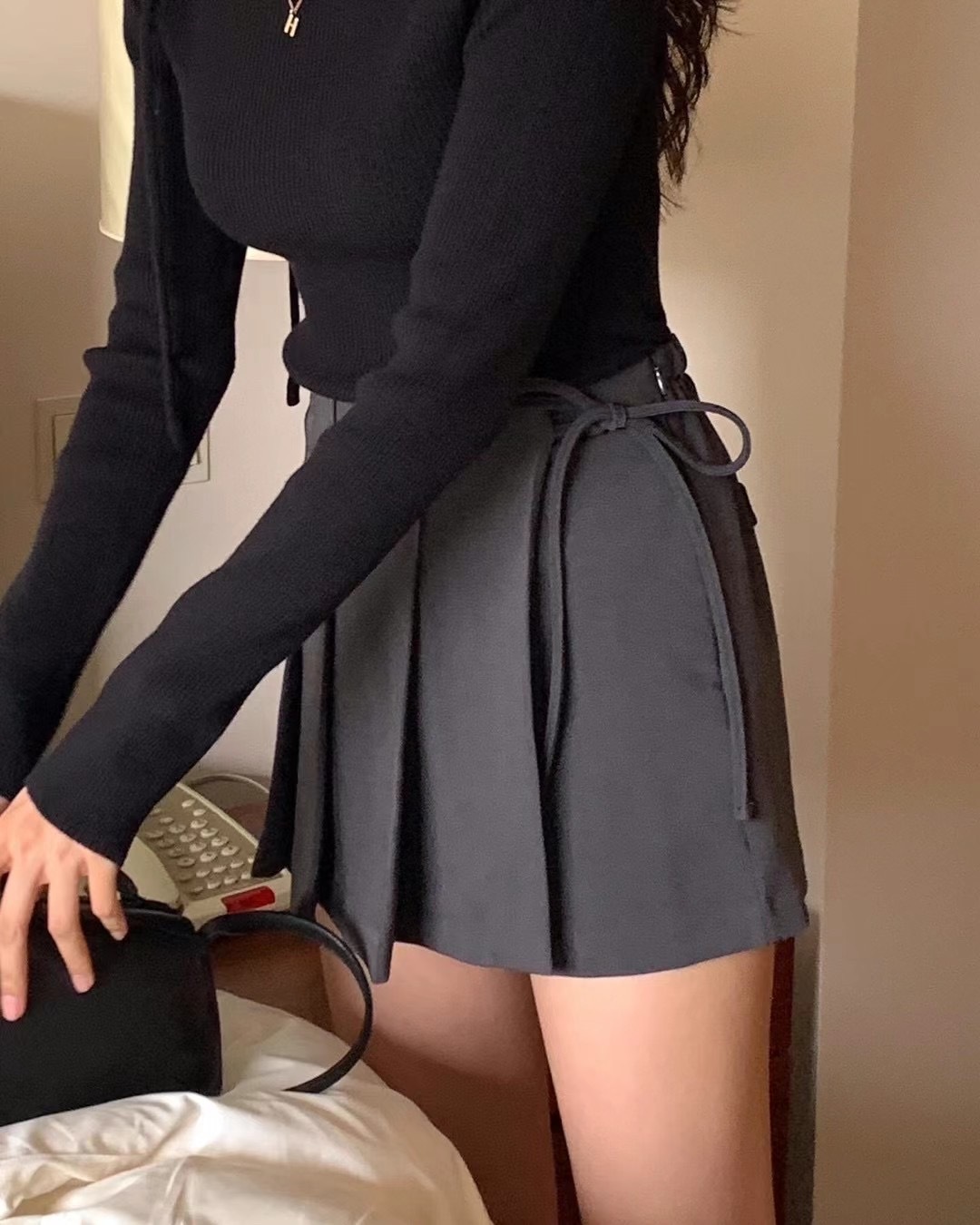 pleated short culottes