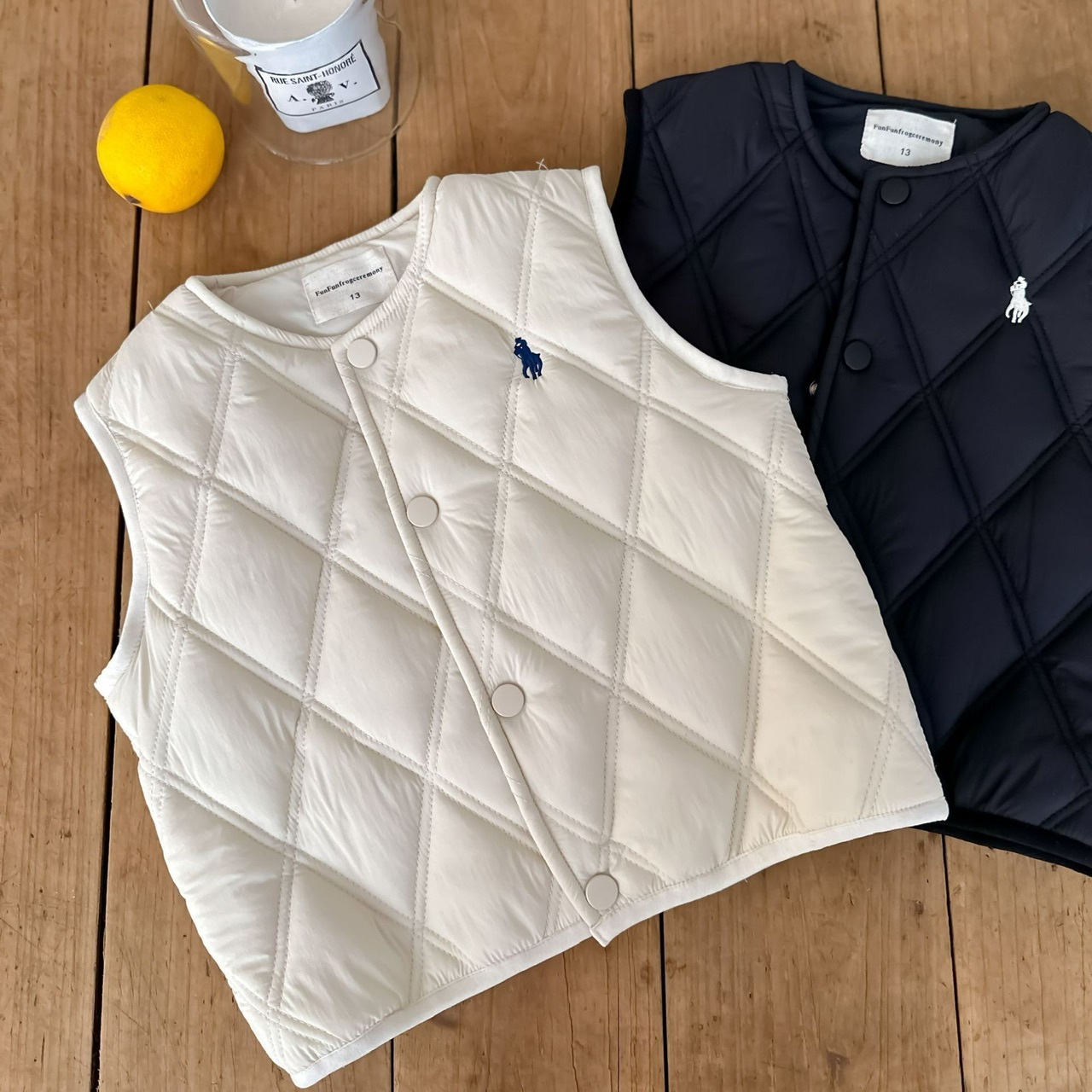 兒童Polo菱格夾棉馬甲-2401608