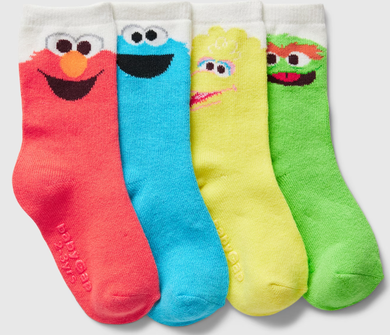 【預購】Gap G100360 童裝芝麻街短襪4對組