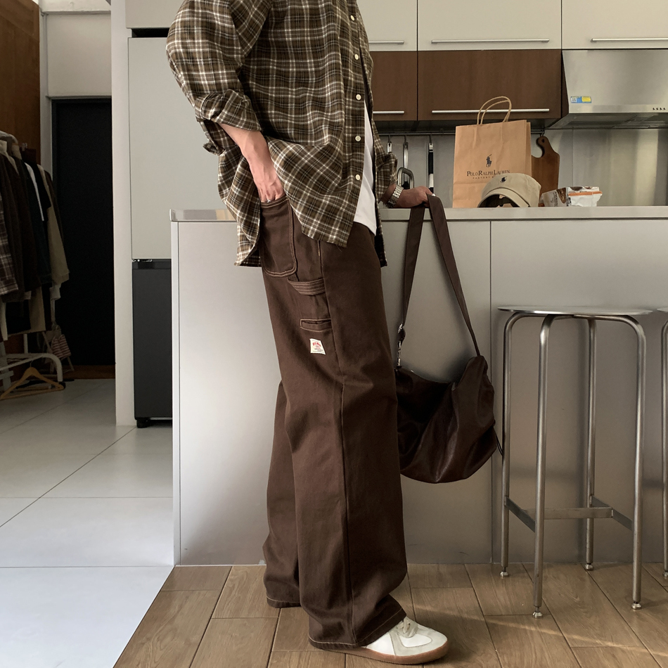 mac標籤工作口袋工裝褲寬褲