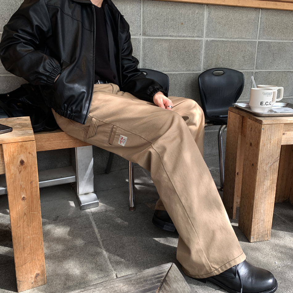 mac標籤工作口袋工裝褲寬褲