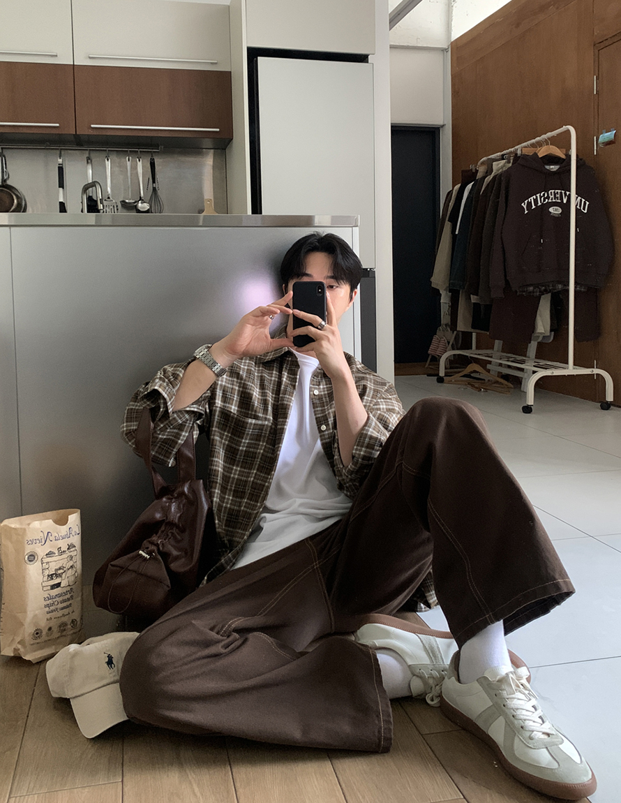 寬鬆格紋襯衫(4色)