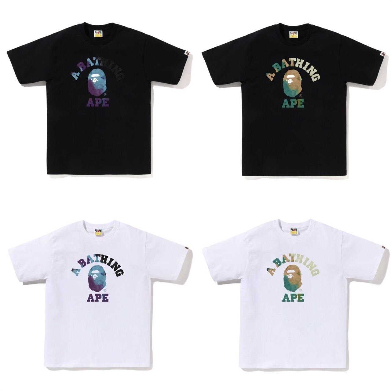 BAPE TIE DYE COLLEGE TEE 漸層 猿人頭 短袖 新款 1K80-110-032
