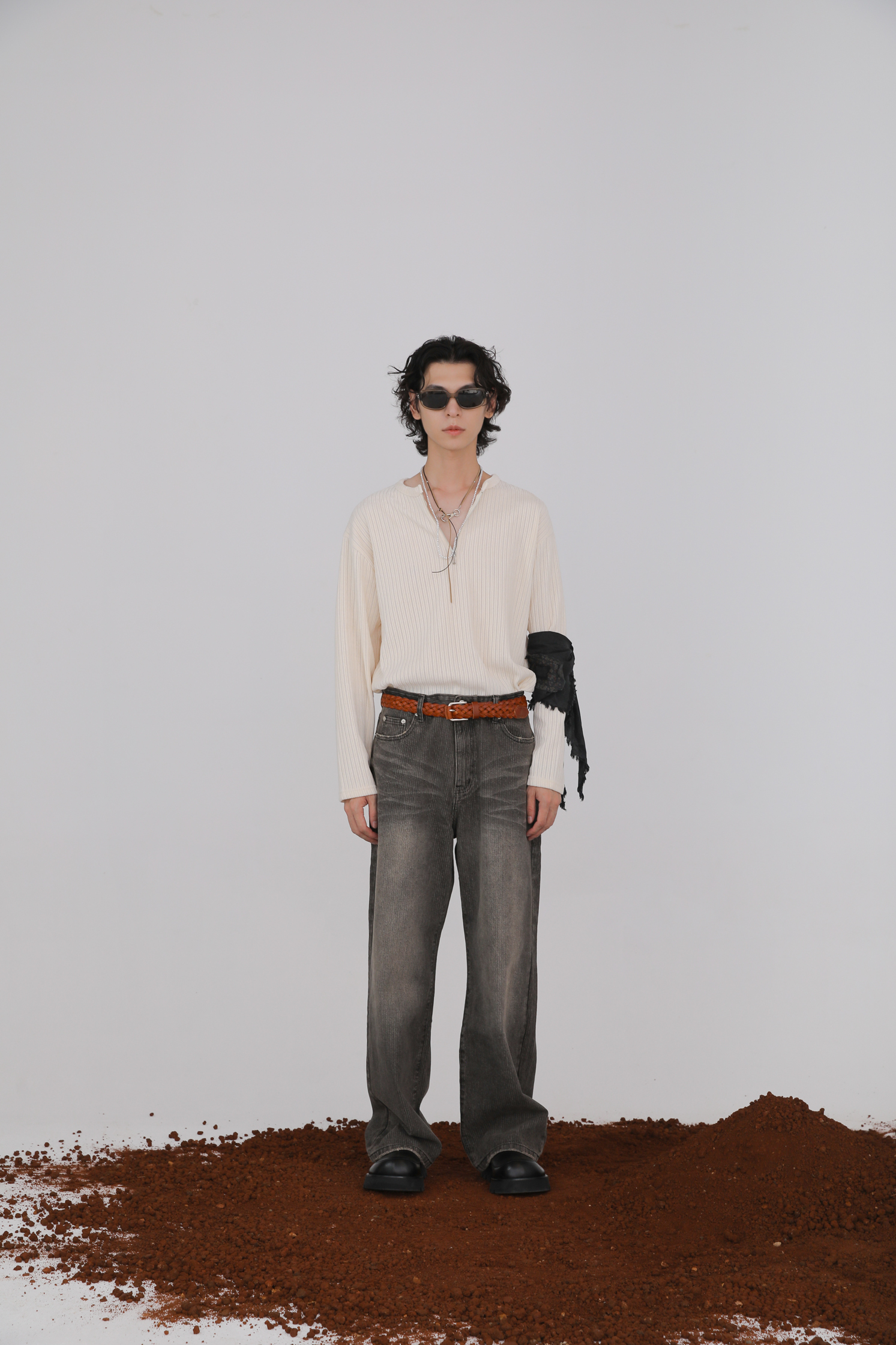 Velour Zipper Henry Neck Long Sleeves #長袖