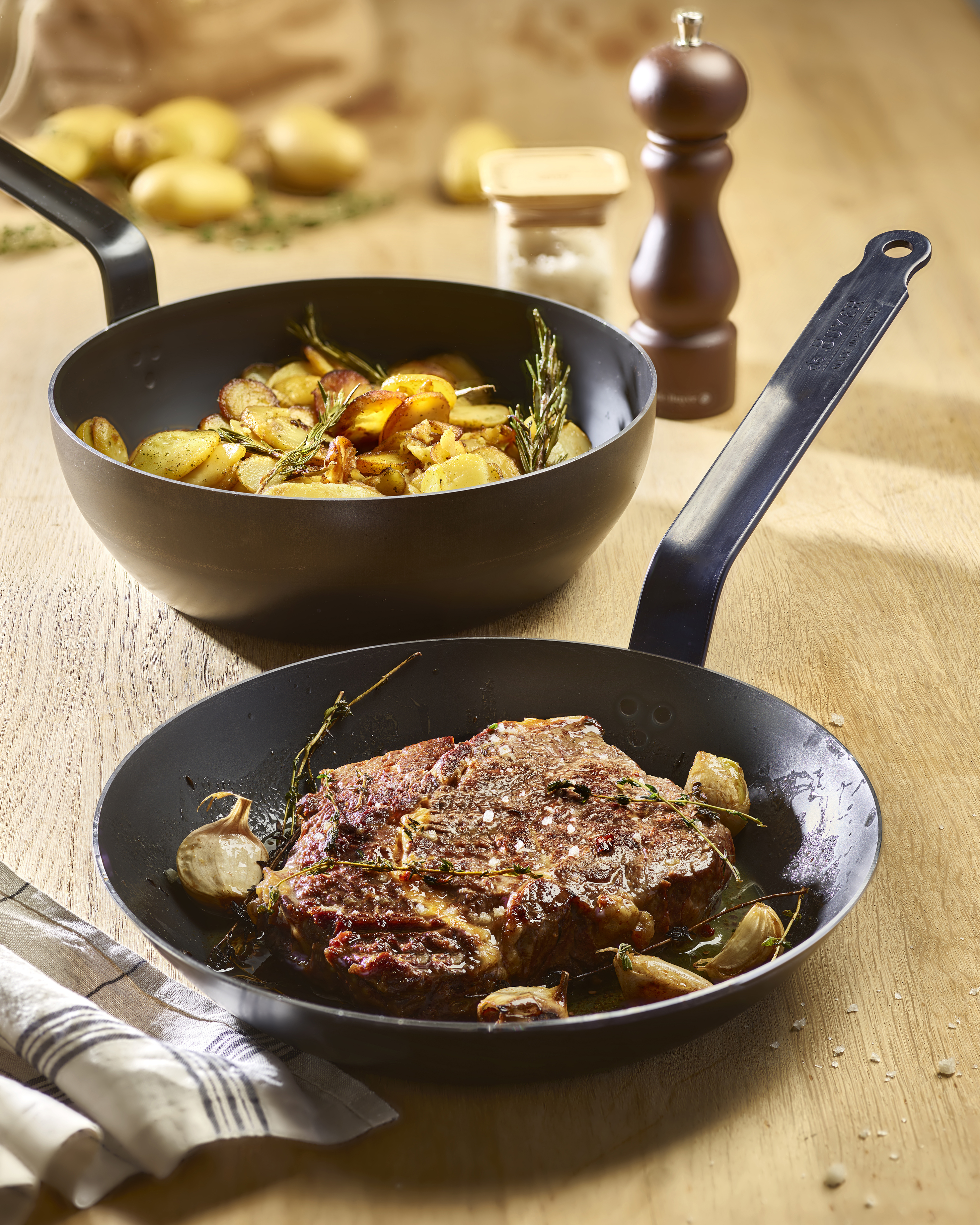 輕礦藍鐵鐵鍋 l 新單柄深煎炒鍋