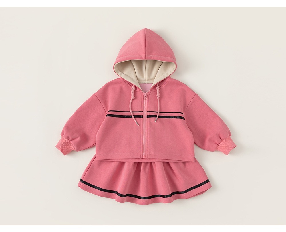 簡約學院感連帽裙子套裝