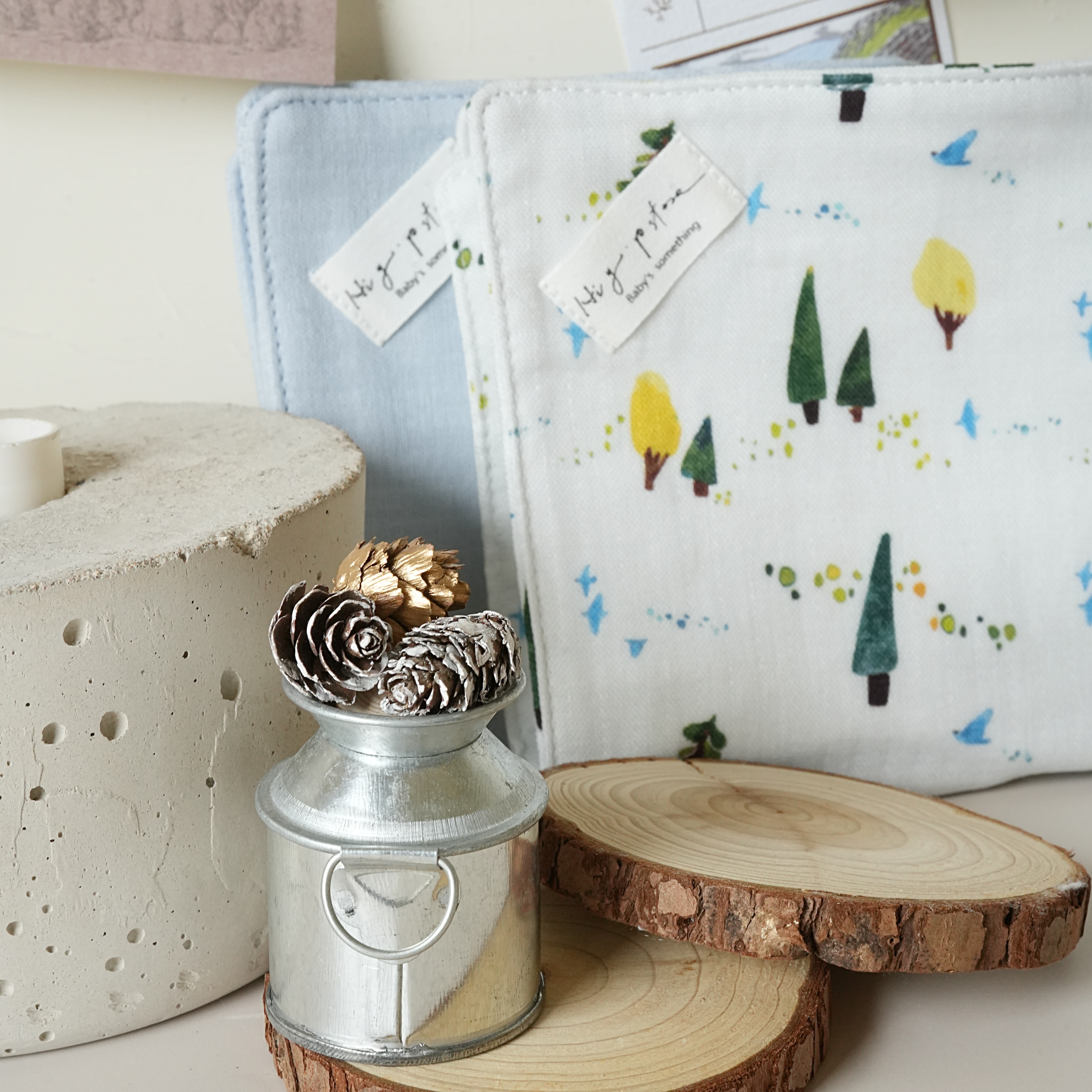 Hi Y.P store-手作六層紗紗布巾-獨家設計款-鳥語森林(2件組)