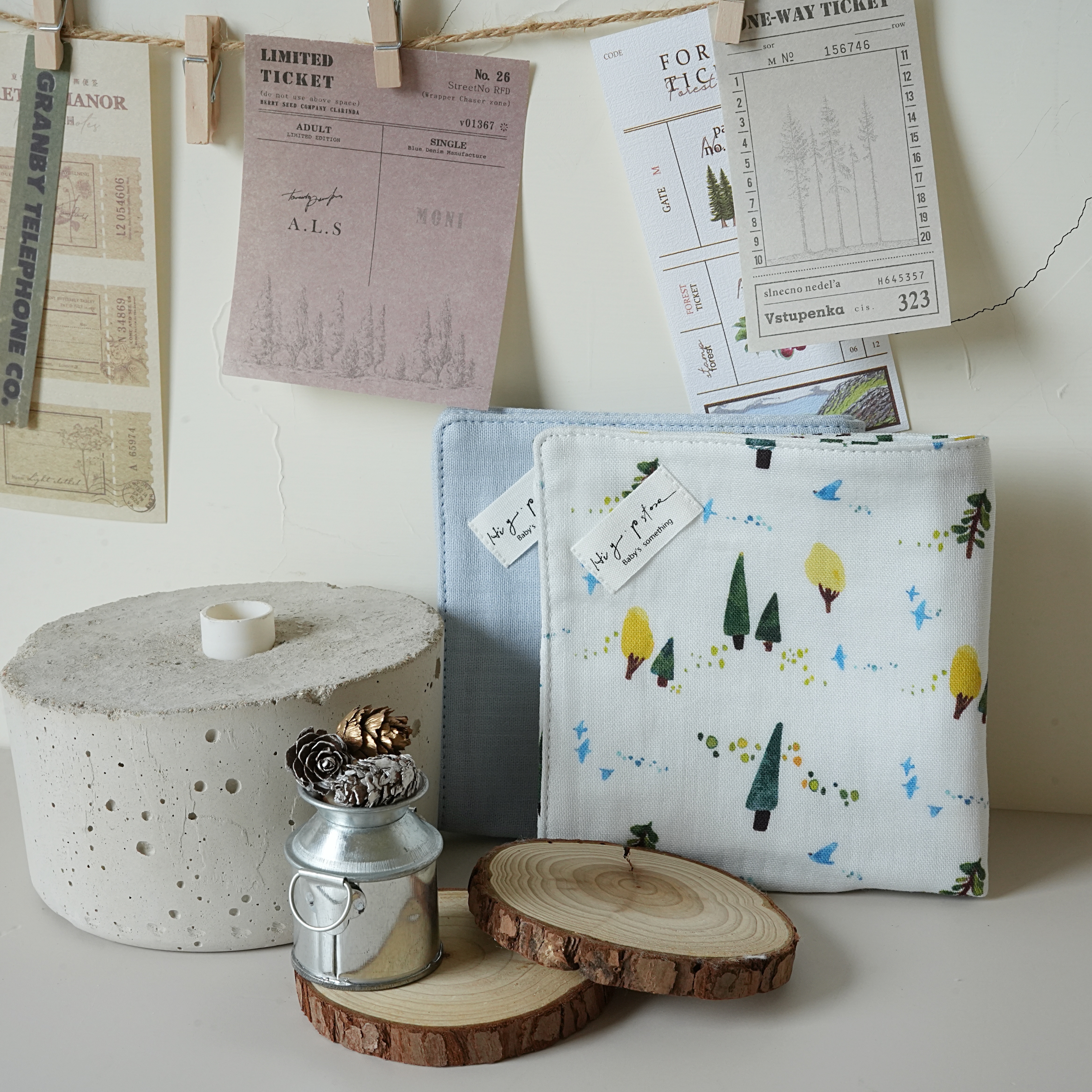 Hi Y.P store-手作六層紗紗布巾-獨家設計款-鳥語森林(2件組)