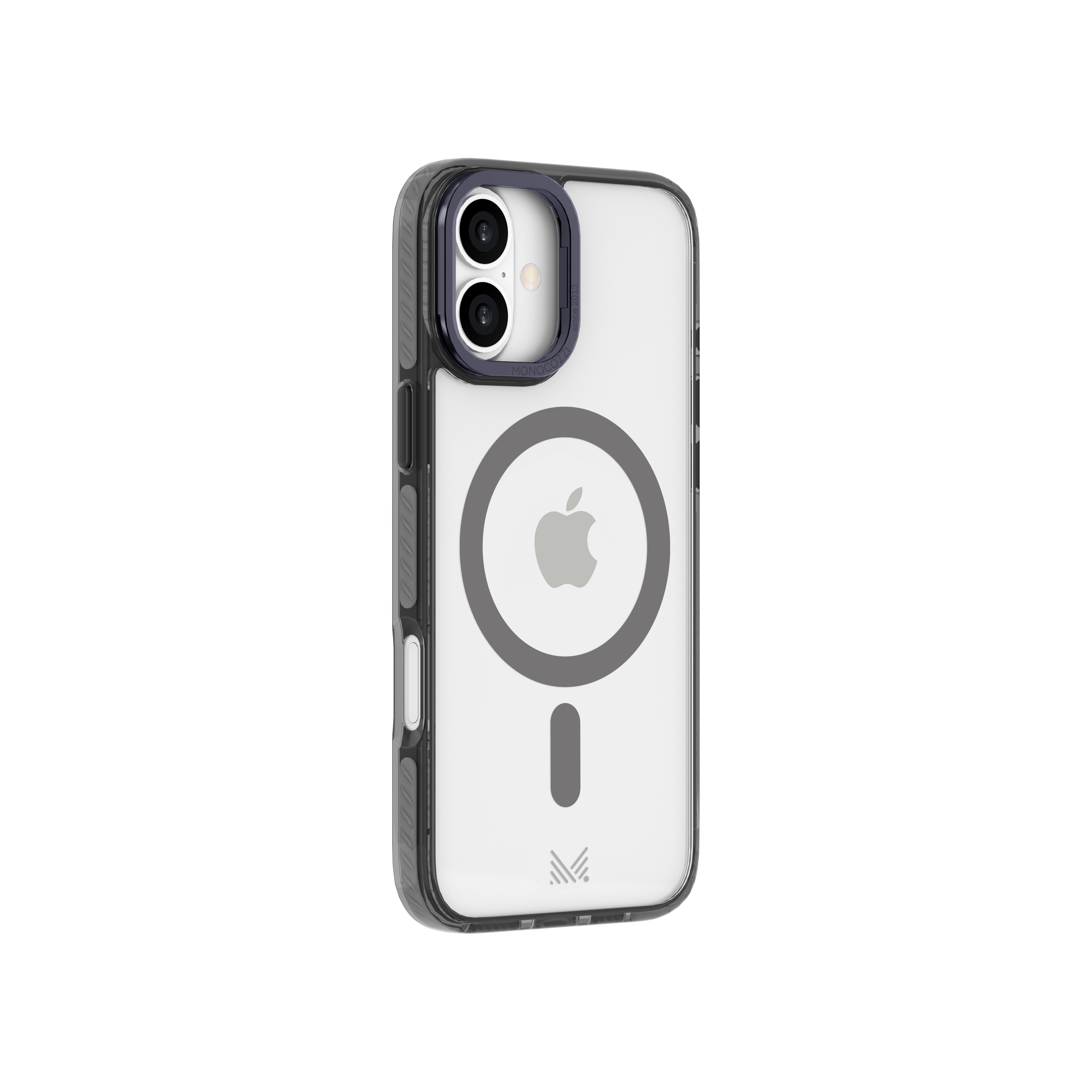 for iPhone 16 |LUCID | Magnetic Charging Compatible 10 ft Drop Proof Protection Lens Stand Hybrid Case - Transparent / Charcoal
