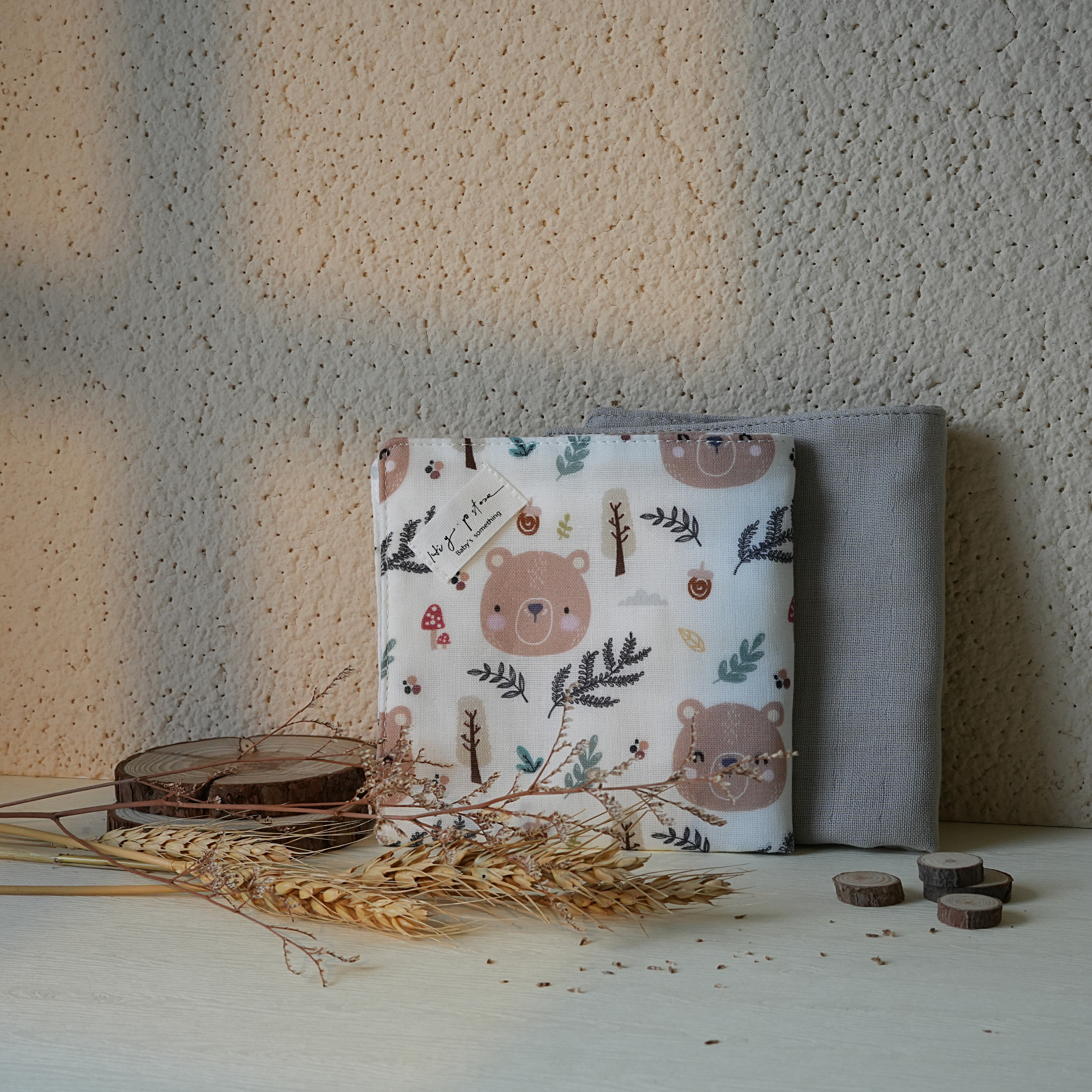 Hi Y.P store-手作六層紗紗布巾-獨家設計款-森林棕熊(2件組)