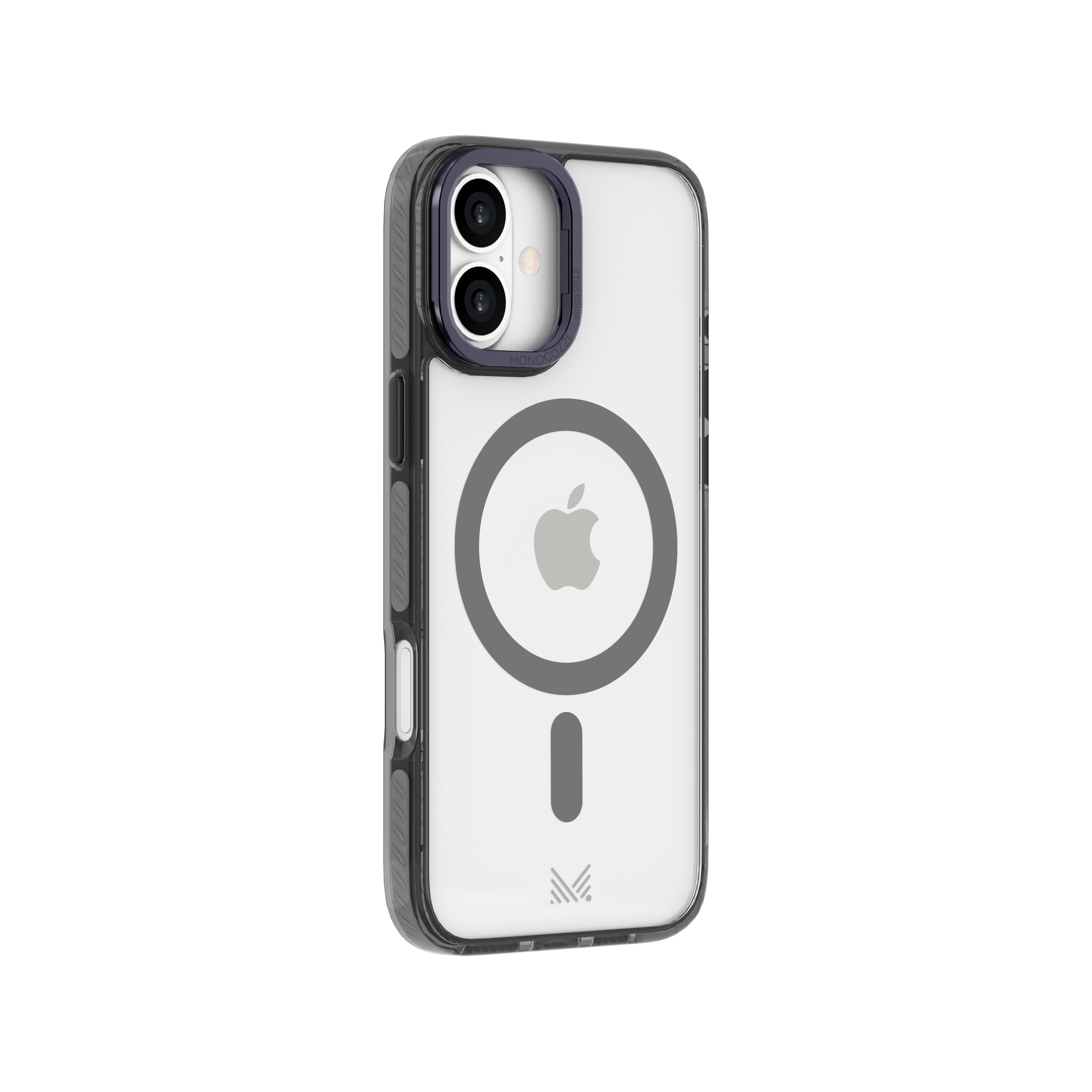 for iPhone 16 Plus|LUCID | Magnetic Charging Compatible 10 ft Drop Proof Protection Lens Stand Hybrid Case - Transparent / Charcoal