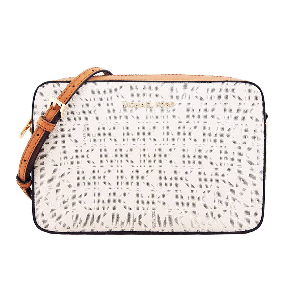 【Michael Kors】MLK-C041-1-6 滿白 拚咖 防刮皮革 鏈條斜背包/小方包