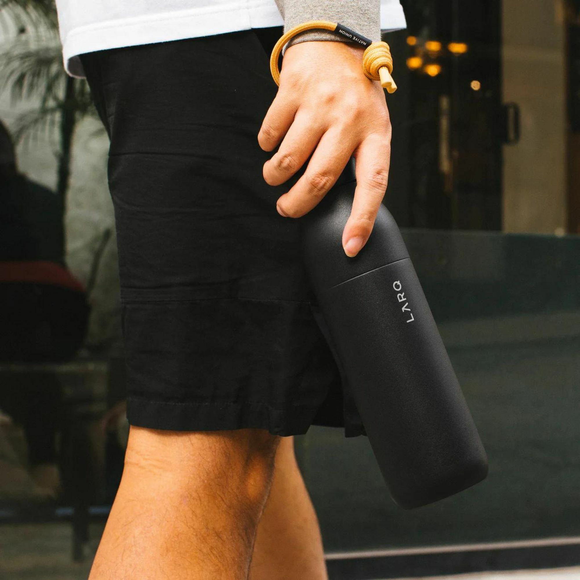 LARQ x NU - 編織掛繩翻蓋式不鏽鋼保溫瓶 - 霧黑