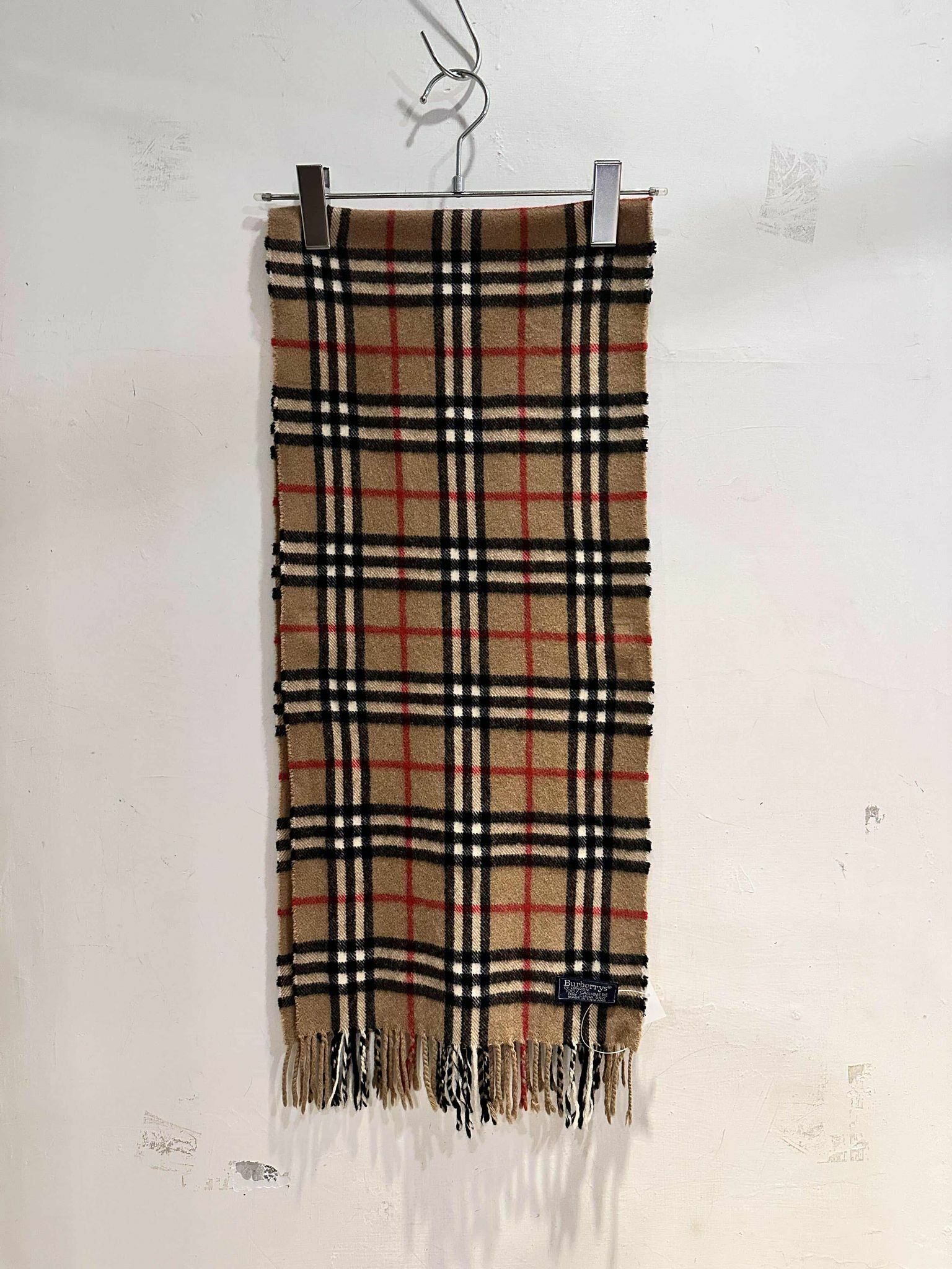 BURBERRY Cashmere Scarf Made in England 135×30cm