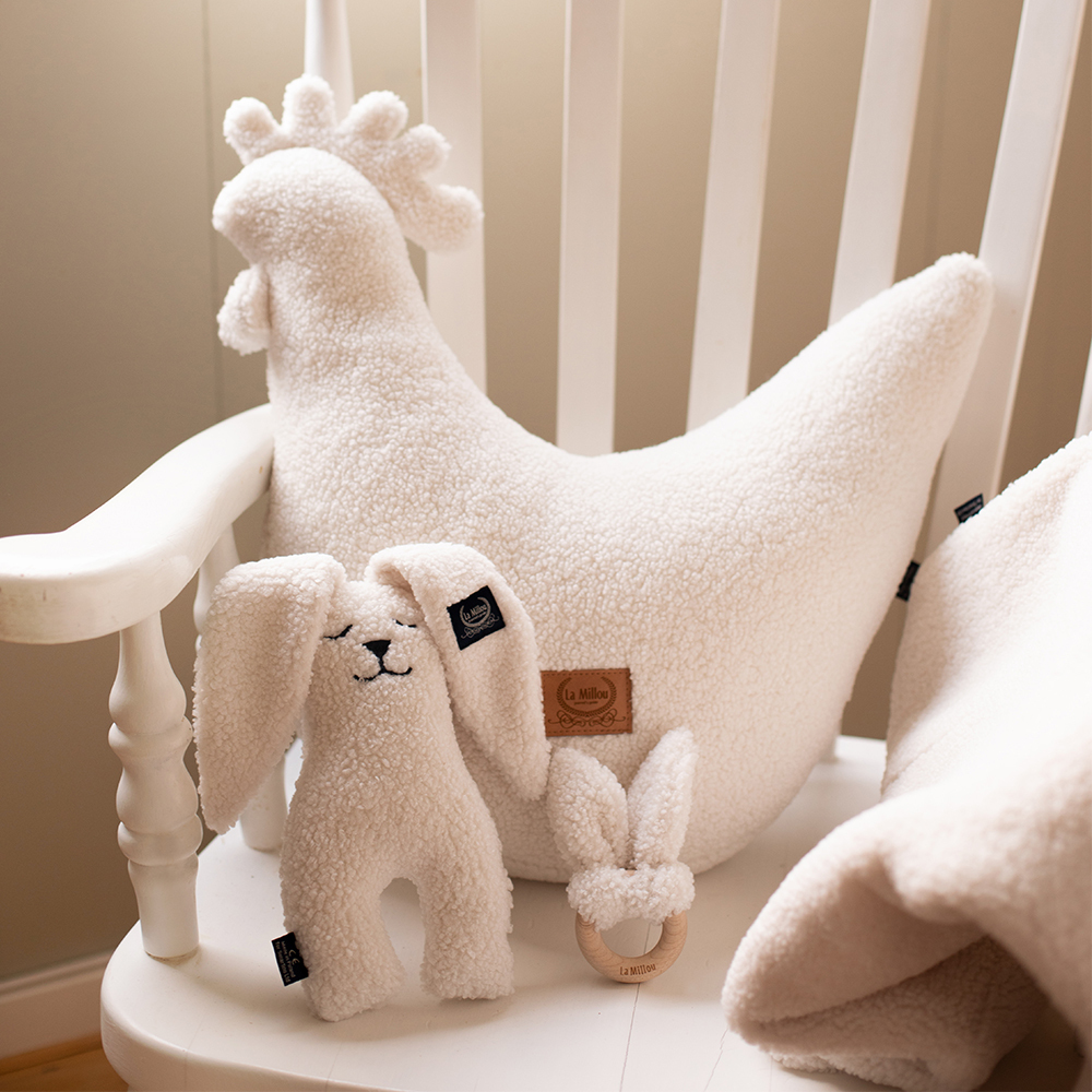 La Millou波蘭 Teddy 泰迪毛絨 安撫兔(23cm)｜奶油白