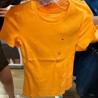 [S] TOMMY HILFIGER SMALL LOGO FLAG PATCH T-SHIRT,ORANGE, 76J4883-800 (STH861)
