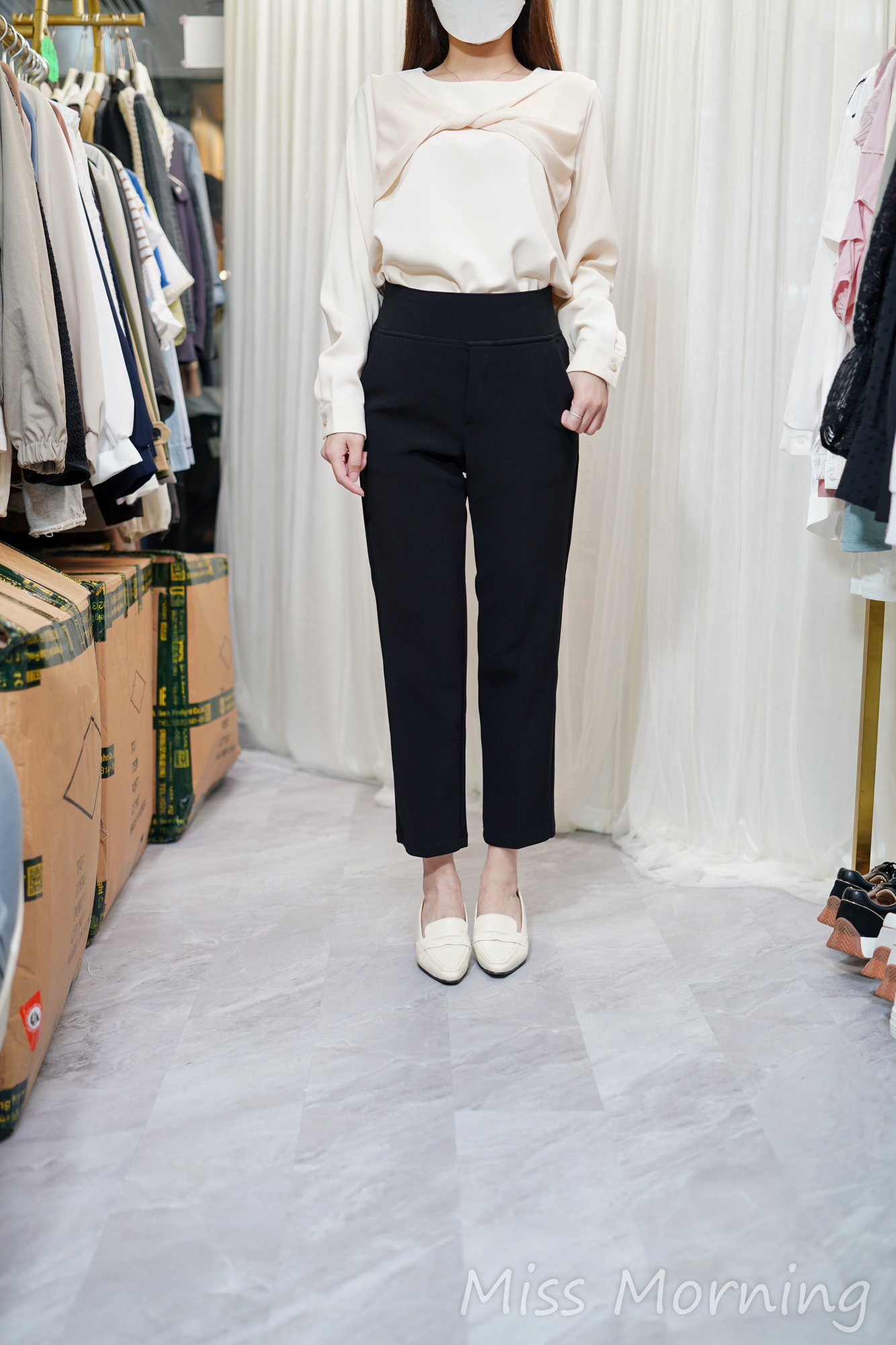 蝴蝶領款雪紡上衣(14187)