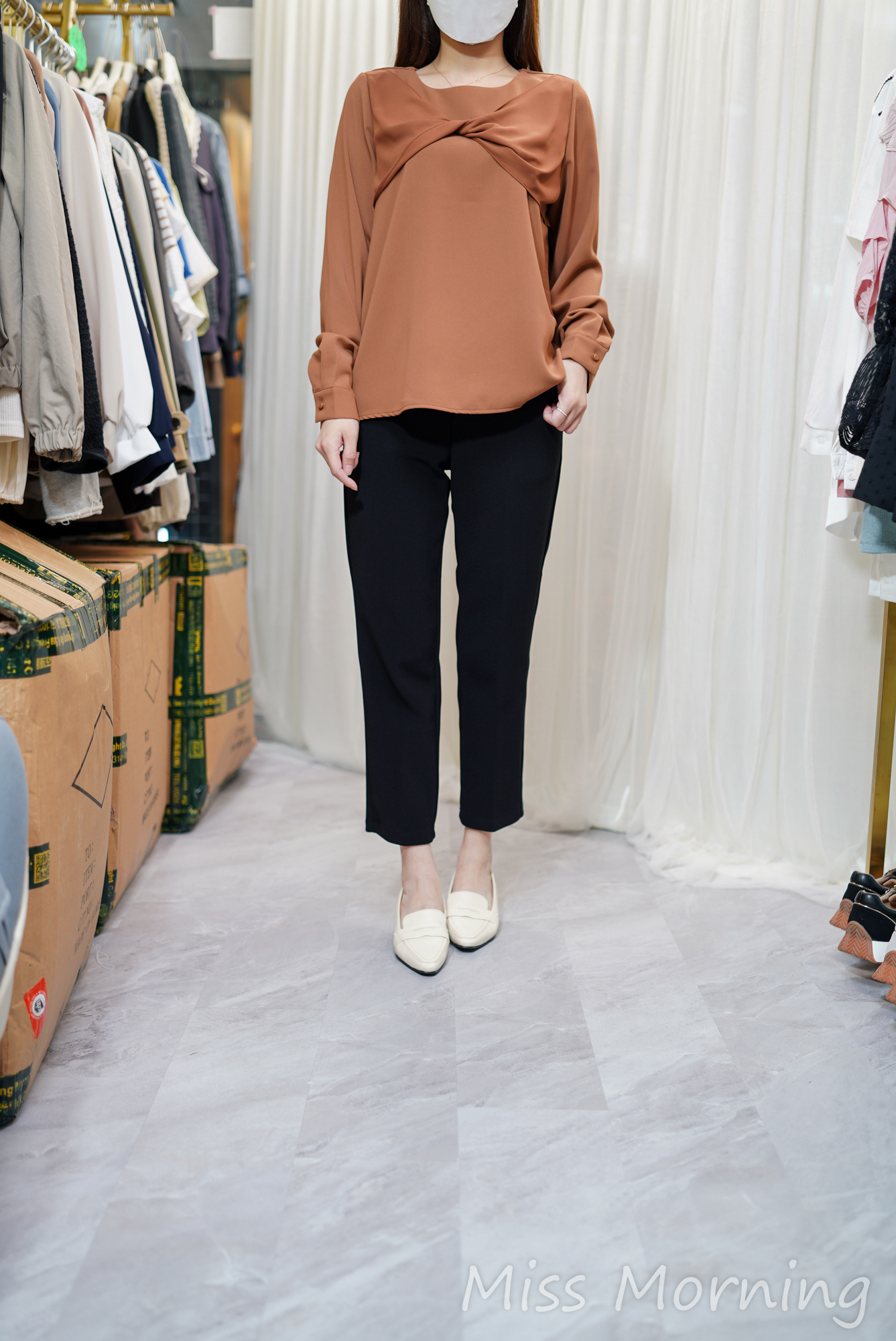 蝴蝶領款雪紡上衣(14187)