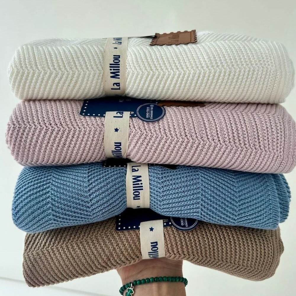 La Millou波蘭 竹纖針織毯_人字編(80x90cm)｜多款可選