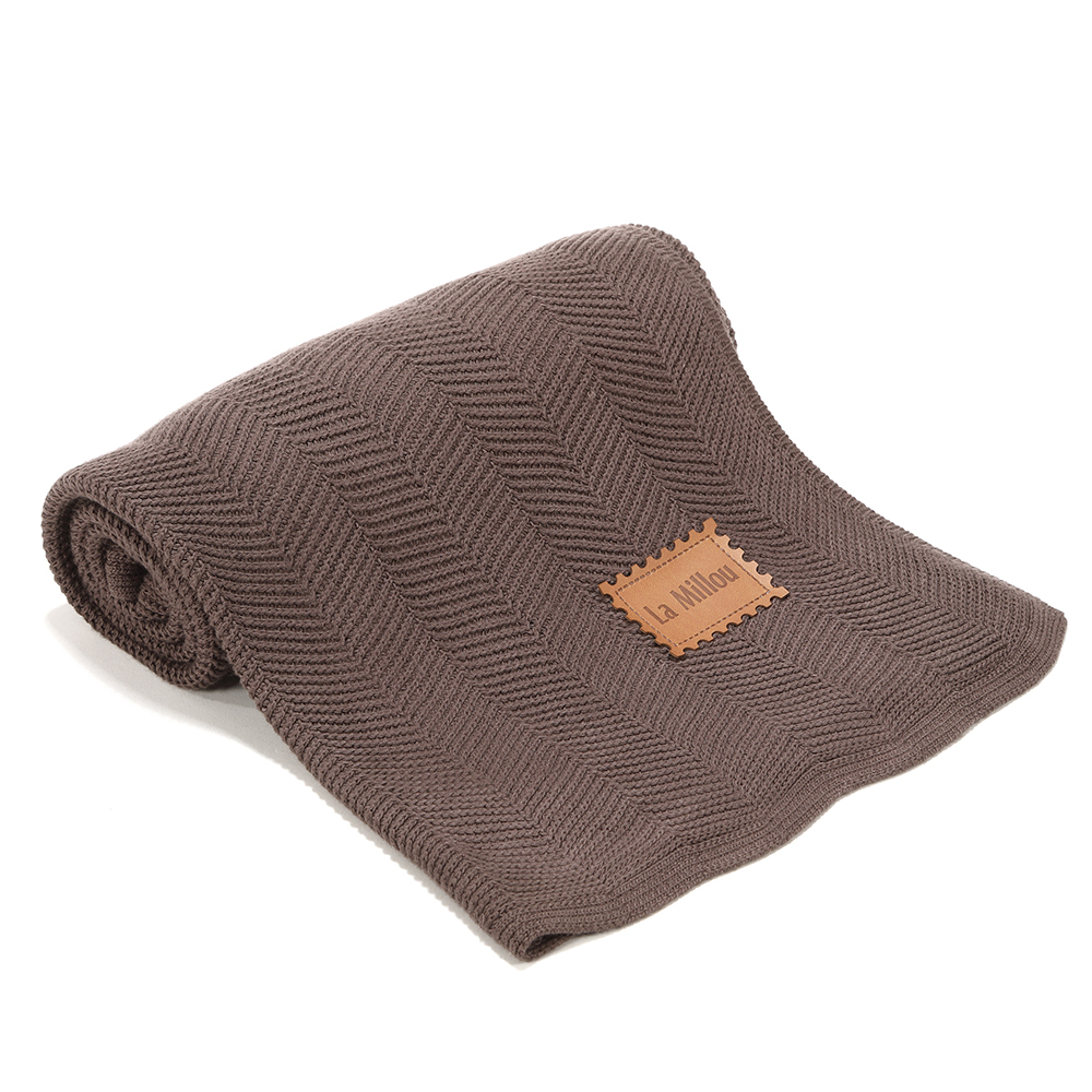 La Millou波蘭 竹纖針織毯人字編(80x90cm)｜可可巧克力