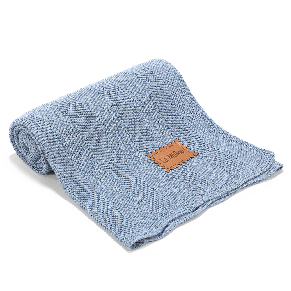 La Millou波蘭 竹纖針織毯人字編(80x90cm)｜勇氣海軍藍