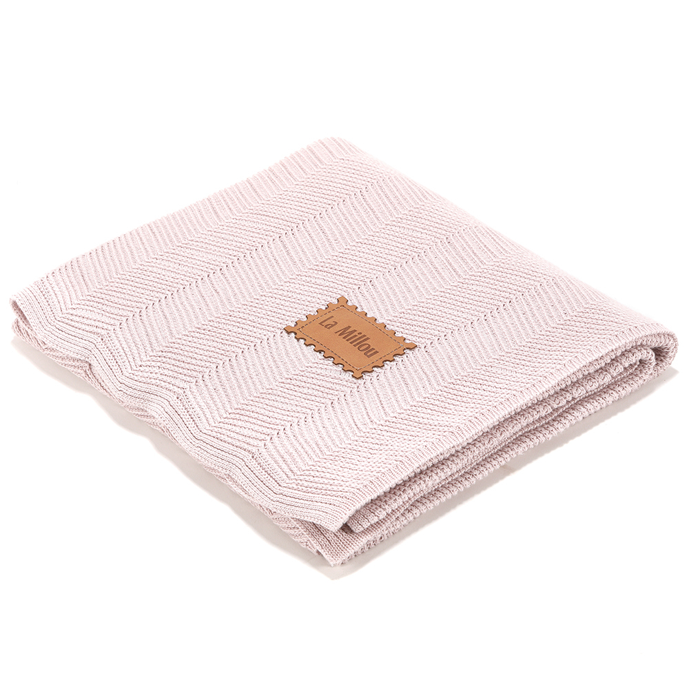La Millou波蘭 竹纖針織毯人字編(80x90cm)｜煙燻櫻花粉