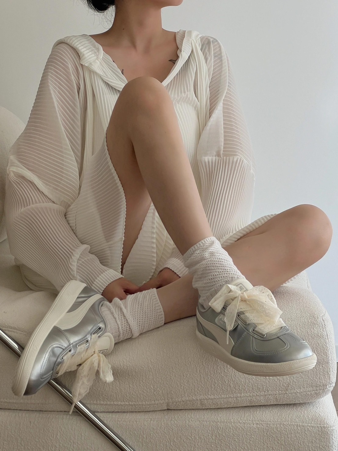 PUMA Palermo 白銀色 芭蕾風 蕾絲鞋帶 Y2K 復古 德訓鞋 402331-01/預購