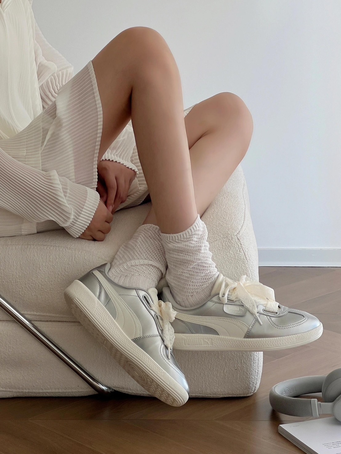 PUMA Palermo 白銀色 芭蕾風 蕾絲鞋帶 Y2K 復古 德訓鞋 402331-01/預購