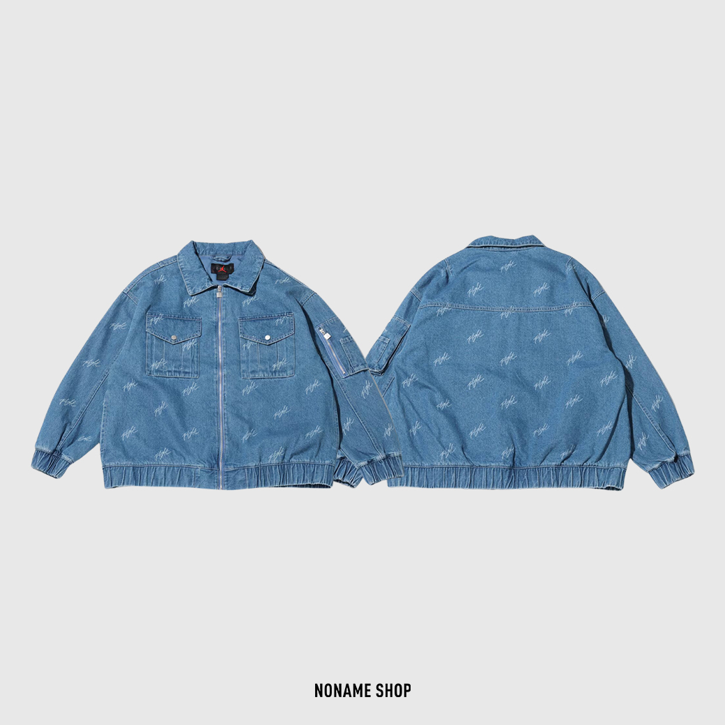 NIKE JORDAN RENEGADE 滿版 LOGO 丹寧 牛仔外套 (男/女款)