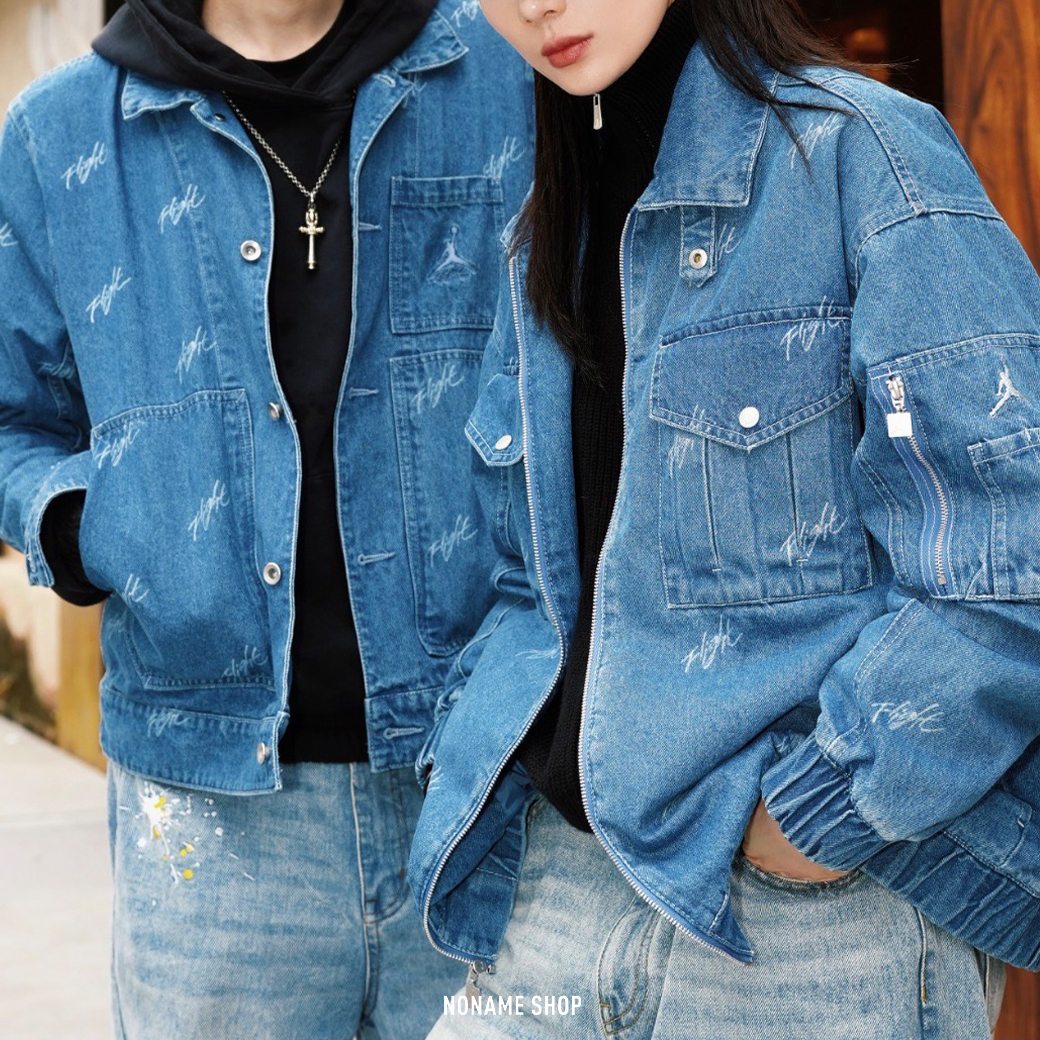 NIKE JORDAN RENEGADE 滿版 LOGO 丹寧 牛仔外套 (男/女款)