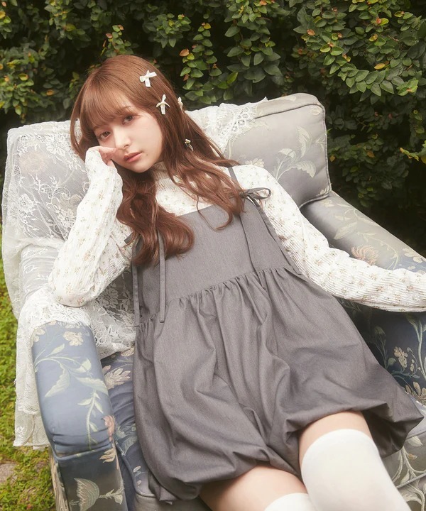 日本 預訂 WO Ribbon set balloon mini dress