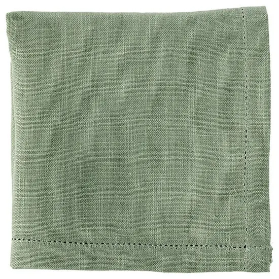 英國捲邊縫亞麻手巾＿煙燻綠
