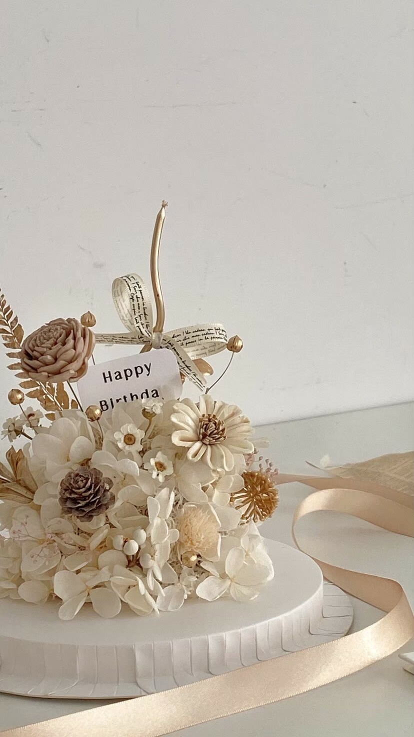 永生繡球花蛋糕-柏金 (不可食用)