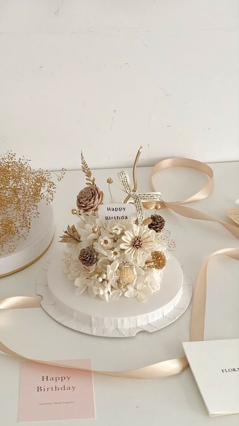 永生繡球花蛋糕-柏金 (不可食用)