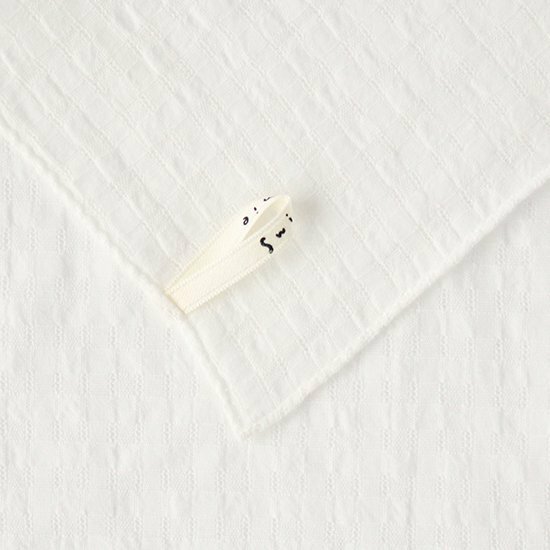 復古格紋白色手巾