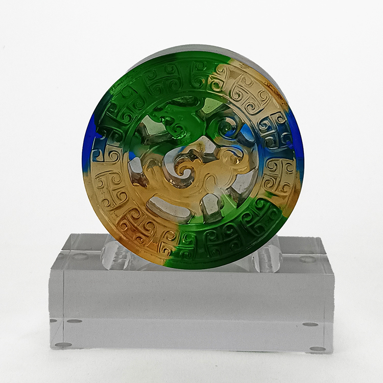 鹿港窯琉璃擺飾 - 龍騰四海 | 彩色水晶玻璃藝術品 (含鉛24%) | 中國祥瑞象徵 | 精美家居裝飾