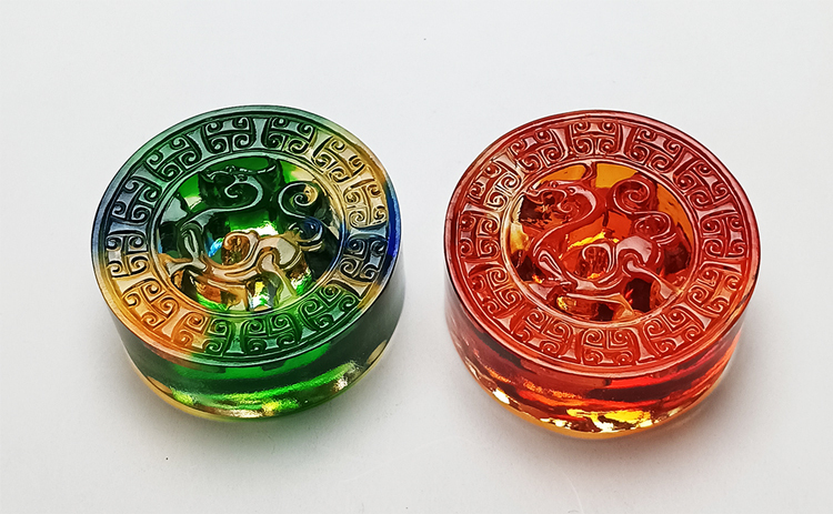 鹿港窯琉璃擺飾 - 龍騰四海 | 彩色水晶玻璃藝術品 (含鉛24%) | 中國祥瑞象徵 | 精美家居裝飾