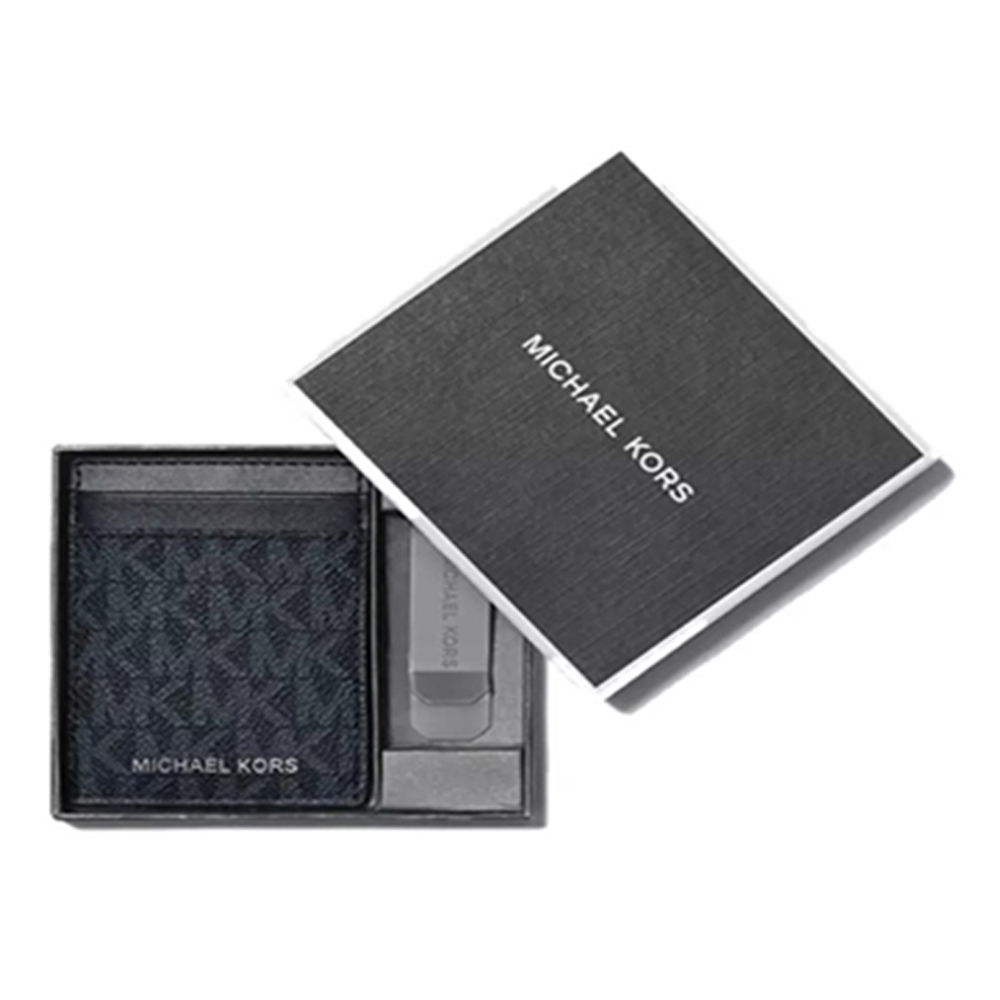 【Michael Kors】MLK-K007-1 黑/咖 滿版卡夾禮盒