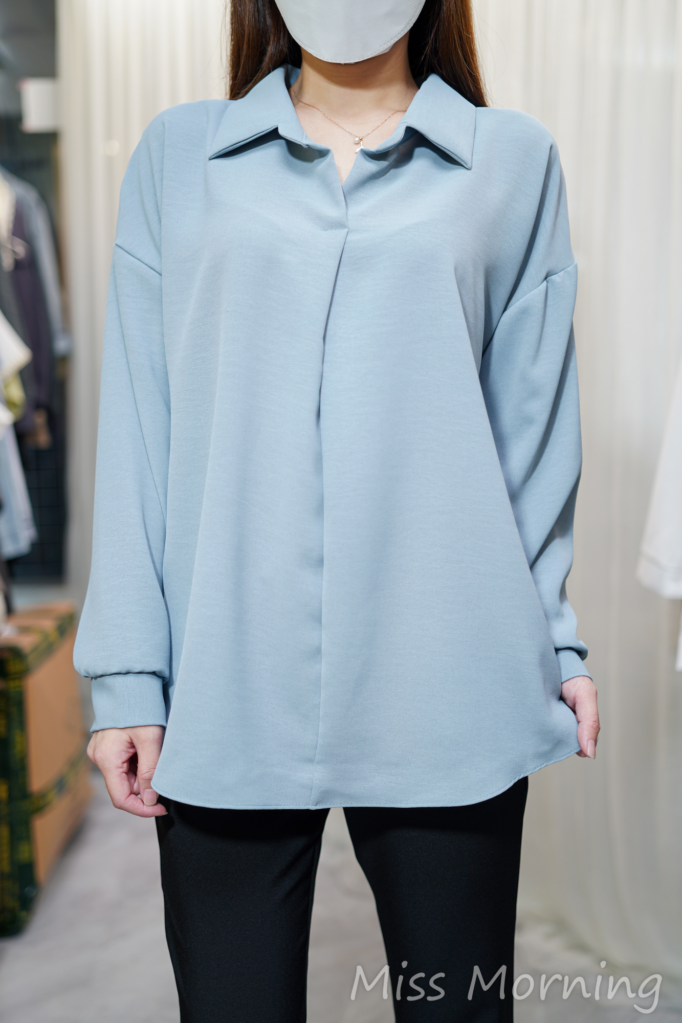 簡約長袖反領上衣(14188)&開叉小喇叭西褲(33825)