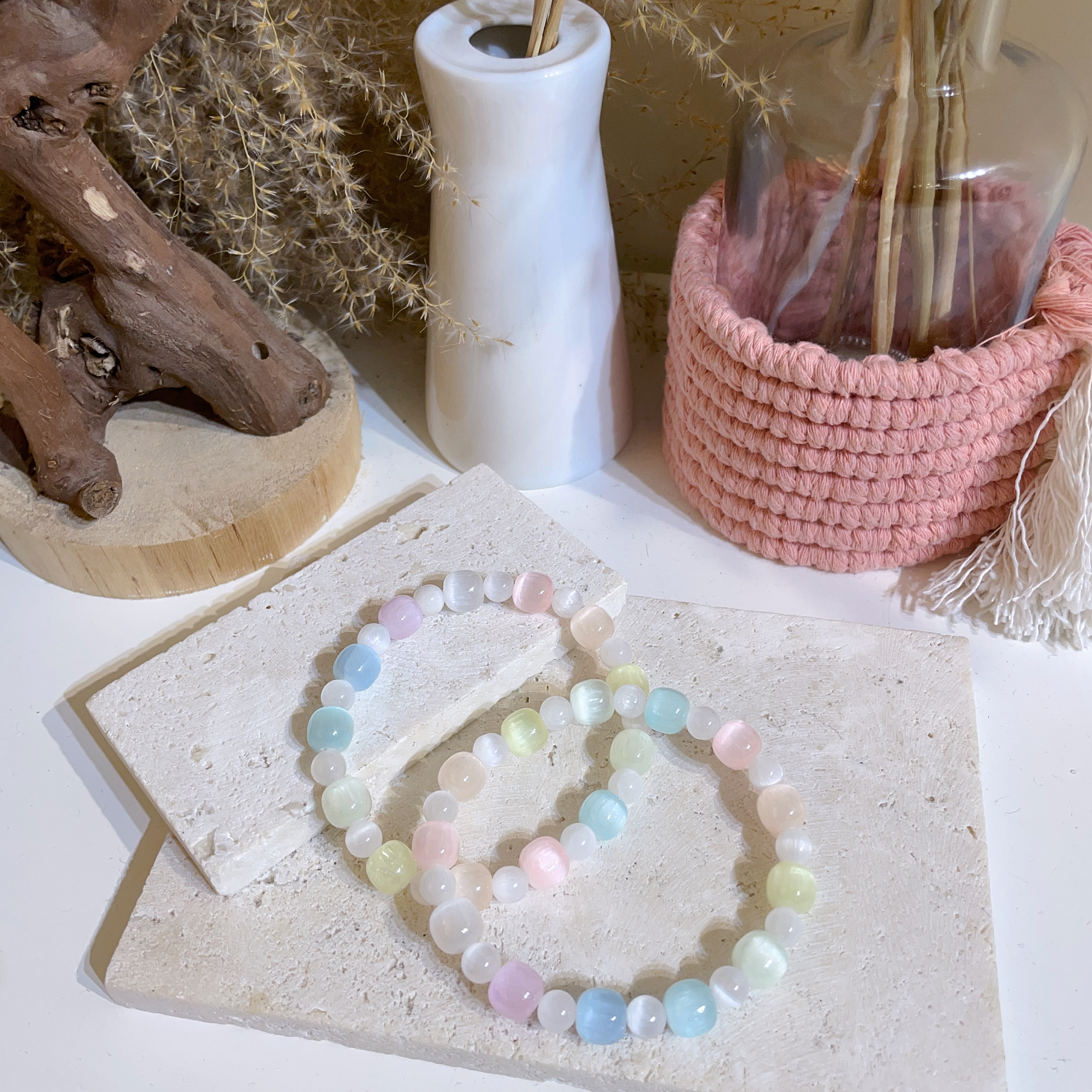 彩色鍍膜石膏隔珠手串 8+mm