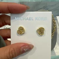 [S] MICHAEL KORS MKJC0007A710 MK BLING BLING HEART STUD EARRINGS,GOLD, 796483654839 (SMK994)
