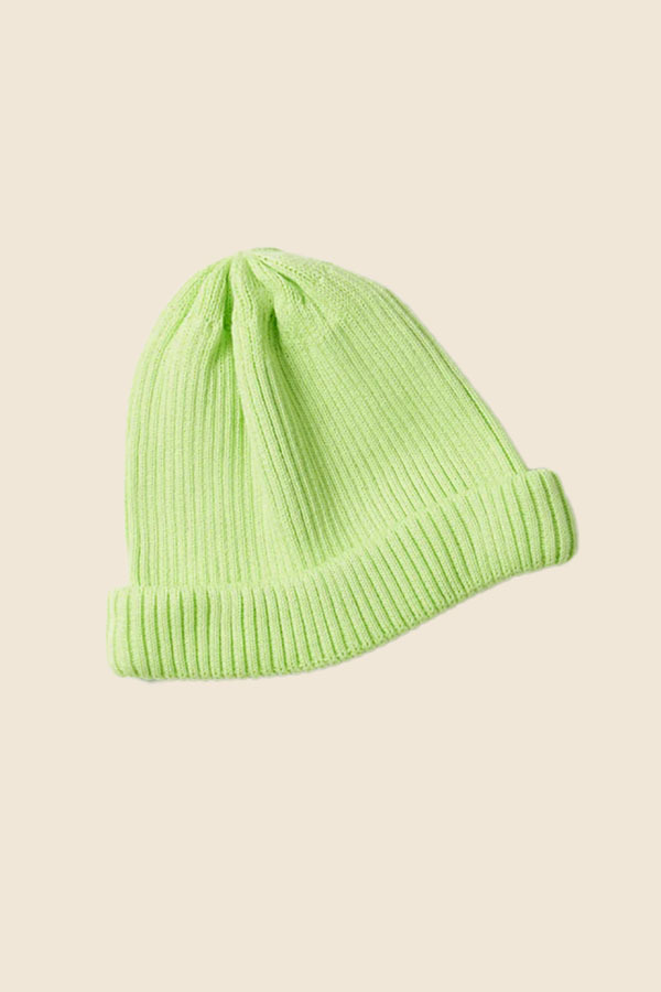 ROTOTO - R5021 棉質針織短版毛帽 （螢光綠）